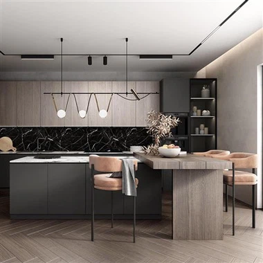 خزائن المطبخ الميلامين PVC عالية